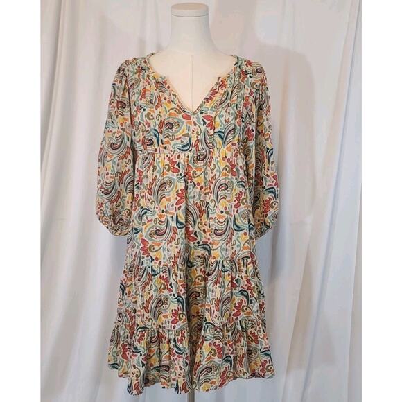 Marine Layer Women's Multi Paisley Scarlett Mini Dress XS 100% Cotton - Picture 2 of 6